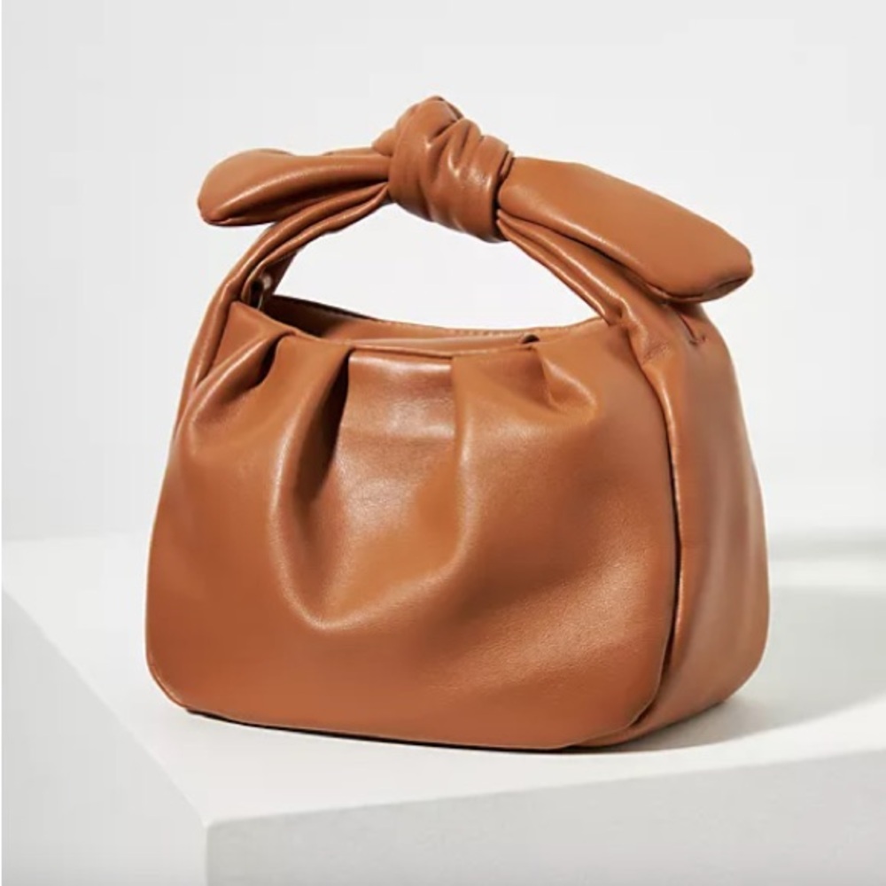 Anthropologie Tan Mini Bag with Bow Detail